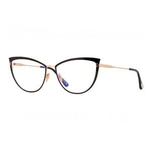 NEW TOM FORD FT5877-B/S 001 EYEGLASSES TF5877-B 001 CAT EYE BLACK/GOLD WOMEN